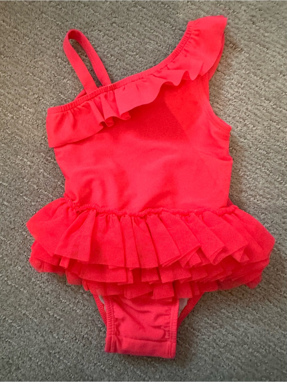 Cat & Jack Neon Pink One-Shoulder Ruffle Tutu Swimsuit
